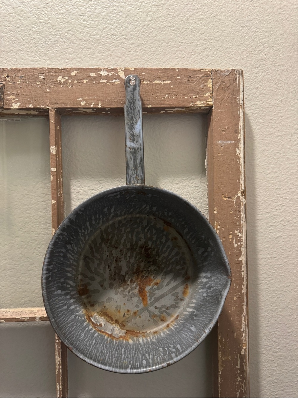 Vintage Gray Speckled Enamelware Saucepan